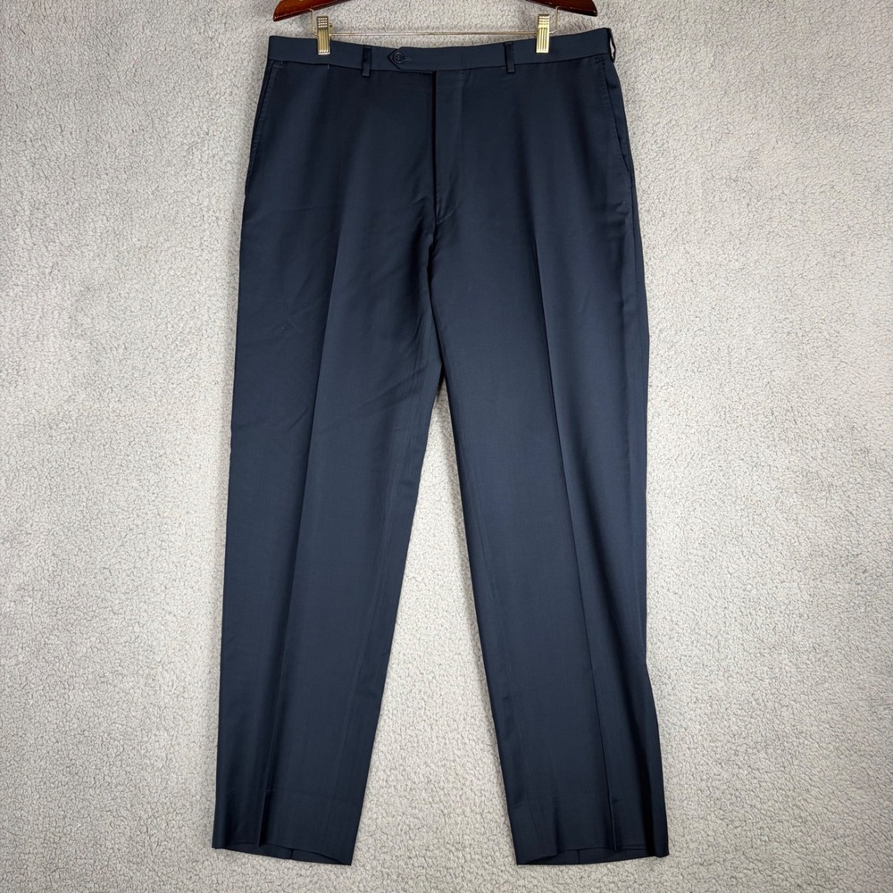 Canali Dress Pants Mens 36 Navy Blue Wool Italy Flat Front Trousers